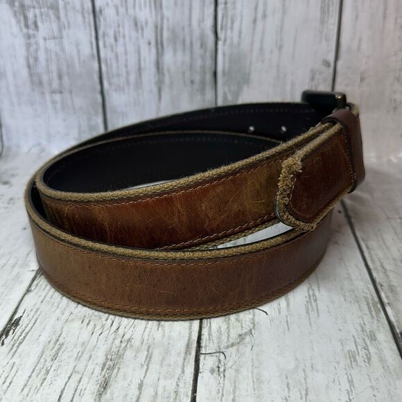 Men's BILL ADLER Belt Brown Leather Canvas Trim  Size 40 - Picture 5 of 8